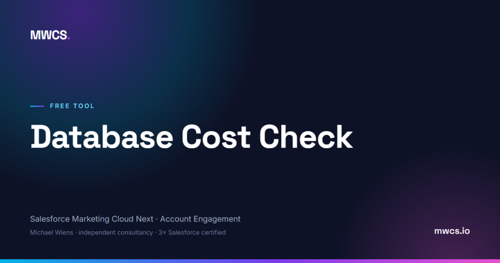 Database Cost Check — MWCS